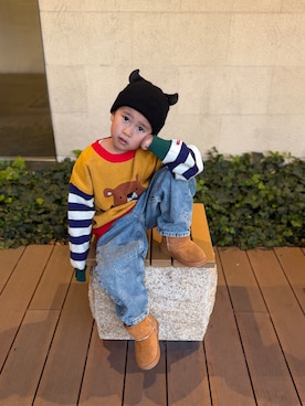 「アイテム（ニットキャップ/ビーニー）」を使った、aoiさん（キッズ・100cm）の秋コーディネート