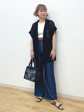 「LOWELL things（ロウェル　シングス）のアイテム（ショルダーバッグ）」を使った、kimotoさん（レディース・159cm）の夏コーディネート