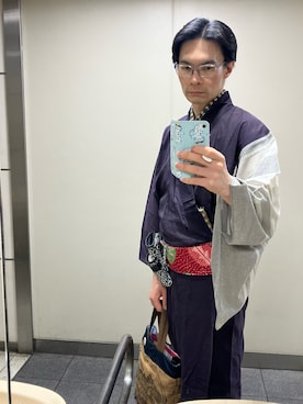 「コーヒー豆麻袋のアイテム（トートバッグ、ベージュ系）」を使った、shcshuchoさん（メンズ・180cm）の春コーディネート