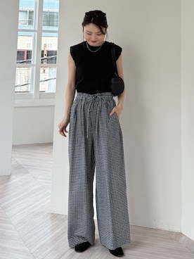 「OUTDOOR PRODUCTS（アウトドアプロダクツ）のスラブテンジクノースリ（Tシャツ/カットソー、ブラック系）」を使った、Ayaka Inabaさん（レディース・163cm）の夏コーディネート