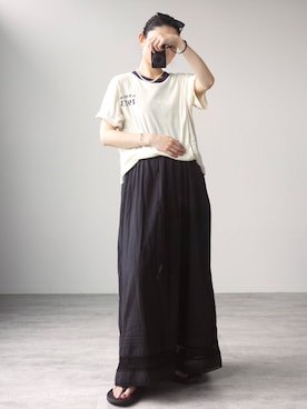 「OUTDOOR PRODUCTS（アウトドアプロダクツ）のOUTDOOR PRODUCTS CATS-EYE SUNGLASSES（その他小物、ブラック系）」を使った、Ayaka Inabaさん（レディース・163cm）の夏コーディネート