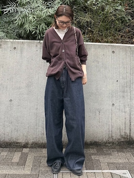 「OUTDOOR PRODUCTS（アウトドアプロダクツ）の追加2 BASIC Drawstring BAG（ショルダーバッグ、ベージュ系）」を使った、Ayaka Inabaさん（レディース・163cm）の夏コーディネート