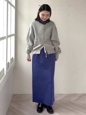 「アイテム（スカート、パープル系）」を使った、Ayaka Inabaさん（レディース・163cm）の冬コーディネート
