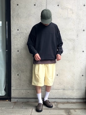 「URBAN RESEARCH（アーバンリサーチ）のWide Dad　BREEZY TECH LONG-SLEEVE T-SHIRTS（Tシャツ/カットソー、ブラック系）」を使った、Joe さん（メンズ・175cm）の春コーディネート
