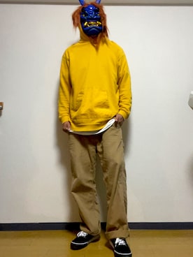 「Gramicci（グラミチ）のアイテム（トップス）」を使った、鬼ジローさん（メンズ・186cm）の秋コーディネート
