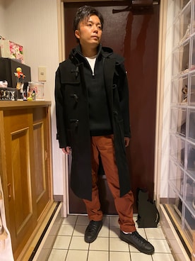「UNIQLO JW ANDERSON」｜「アイテム（ダッフルコート）」を使った、fashion_maigoさん（メンズ・170cm）の冬コーディネート