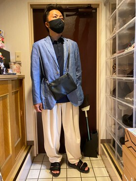 「スウェットギャザーパンツ」｜「アイテム（ジャケット/アウター）」を使った、fashion_maigoさん（メンズ・170cm）の春コーディネート