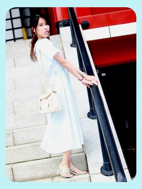 「水色」｜「アイテム（シャツワンピース）」を使った、ゆき《フォロバ100%》さん（レディース・155cm）の夏コーディネート