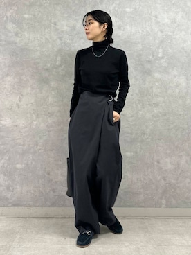 「アイテム（ステンカラーコート）」を使った、廣木真梨亜さん（レディース・158cm）の秋コーディネート