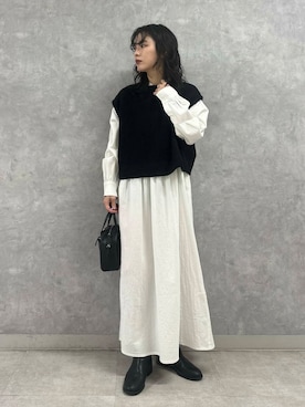 「doors」｜「アイテム（ピーコート）」を使った、廣木真梨亜さん（レディース・158cm）の冬コーディネート