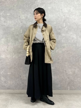 「骨格ウェーブ」｜「アイテム（その他アウター）」を使った、廣木真梨亜さん（レディース・158cm）の秋コーディネート