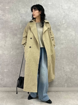 「骨格ウェーブ」｜「アイテム（トレンチコート）」を使った、廣木真梨亜さん（レディース・158cm）の春コーディネート