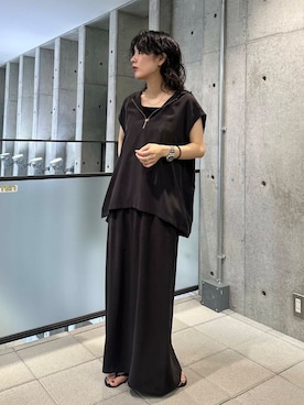 「URBAN RESEARCH（アーバンリサーチ）のアイテム（タンクトップ）」を使った、廣木真梨亜さん（レディース・158cm）の夏コーディネート