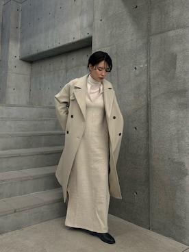 「アイテム（チェスターコート）」を使った、廣木真梨亜さん（レディース・158cm）の秋コーディネート