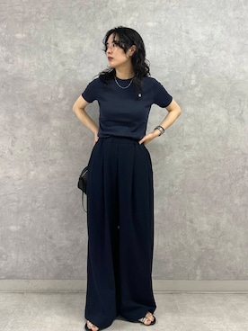 「PETIT BATEAU（プチバトー）のアイテム」を使った、廣木真梨亜さん（レディース・158cm）の夏コーディネート