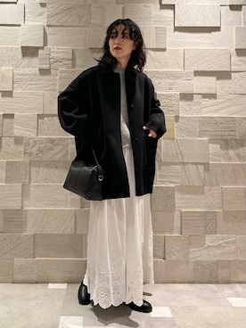 「doors」｜「アイテム（ステンカラーコート）」を使った、廣木真梨亜さん（レディース・158cm）の冬コーディネート