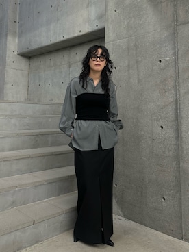 「アイテム（チェスターコート）」を使った、廣木真梨亜さん（レディース・158cm）の冬コーディネート