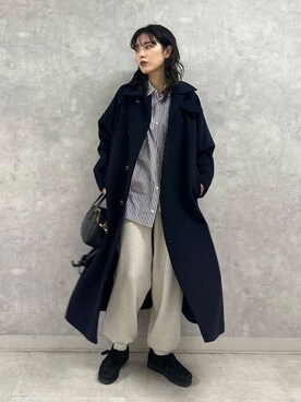 「doors」｜「アイテム（ピーコート）」を使った、廣木真梨亜さん（レディース・158cm）の秋コーディネート