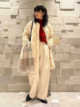「アイテム（ダウンジャケット/コート）」を使った、廣木真梨亜さん（レディース・158cm）の冬コーディネート