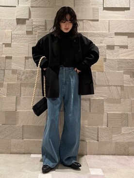 「URBAN RESEARCH DOORS（アーバンリサーチドアーズ）のタートルネックニット（ニット/セーター）」を使った、廣木真梨亜さん（レディース・158cm）の冬コーディネート