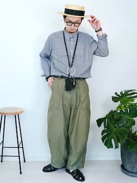 「James Lock ＆ Co． Hatters（ジェームスロック）のアイテム（帽子）」を使った、talow/タローさん（メンズ・176cm）の夏コーディネート