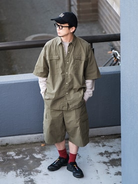 「WOOLRICH（ウールリッチ）のアイテム（帽子）」を使った、talow/タローさん（メンズ・176cm）の春コーディネート
