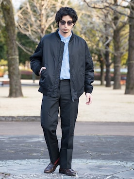 「ワークパンツ」｜「アイテム（ローファー）」を使った、talow/タローさん（メンズ・176cm）の冬コーディネート