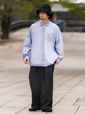 「Graphpaper（グラフペーパー）のアイテム（スラックス）」を使った、talow/タローさん（メンズ・176cm）の春コーディネート