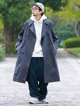 「コーデュロイパンツ」｜「アイテム（トレンチコート）」を使った、talow/タローさん（メンズ・176cm）の秋コーディネート
