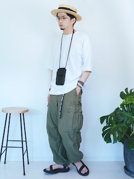 「James Lock ＆ Co． Hatters（ジェームスロック）のアイテム（帽子）」を使った、talow/タローさん（メンズ・176cm）の夏コーディネート
