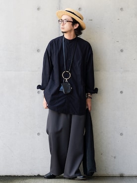 「Graphpaper（グラフペーパー）のアイテム（スラックス）」を使った、talow/タローさん（メンズ・176cm）の秋コーディネート