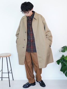 「アイテム（ステンカラーコート）」を使った、talow/タローさん（メンズ・176cm）の秋コーディネート