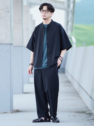 MUJI Labo 風を通す半袖シャツ ワイドパンツ セットアップ