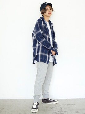 「BOYSHE（ボーイシー）のアイテム（帽子）」を使った、BOYSHEさん（レディース・160cm）の秋コーディネート