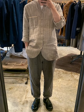 「FRANK LEDER(フランクリーダー)のアイテム(シャツ/ブラウス)」を使った、よーへーさん(メンズ・173cm)の夏コーディネート
