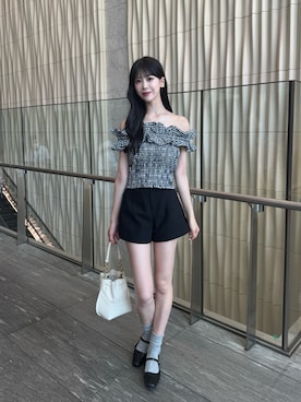 「アイテム（レッグウェア、グレー系）」を使った、karenさん（レディース・163cm）の夏コーディネート