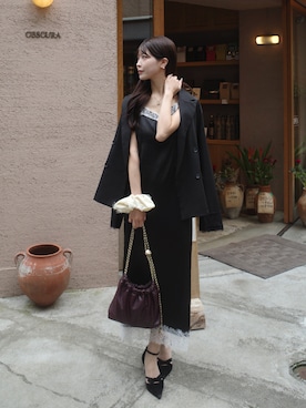 「アイテム（シュシュ）」を使った、karenさん（レディース・163cm）の秋コーディネート