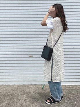 「ALTROSE（アルトローズ）の［ALTROSE/アルトローズ］シンシア A5 スクエア ショルダーバッグ（ショルダーバッグ）」を使った、kie♡さん（レディース・159cm）の夏コーディネート