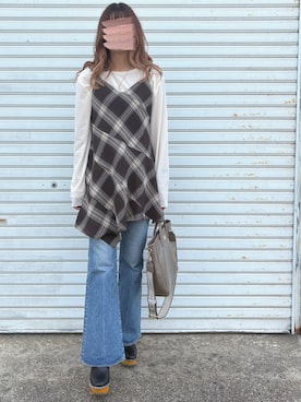 「アイテム（チュニック）」を使った、kie♡さん（レディース・159cm）の秋コーディネート
