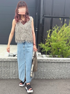 「アイテム（デニムスカート）」を使った、kie♡さん（レディース・159cm）の夏コーディネート