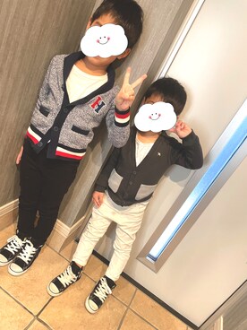 「TOMMY HILFIGER（トミーヒルフィガー）のアイテム（ジャケット/アウター）」を使った、haasaさん（キッズ・120cm）の冬コーディネート