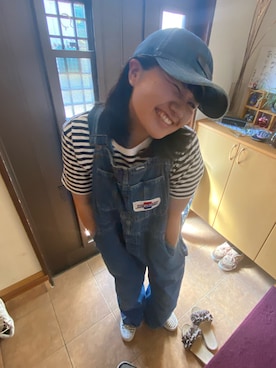 「アイテム（つなぎ/オールインワン、ブルー系）」を使った、いけぽんぬさん（レディース・163cm）の秋コーディネート