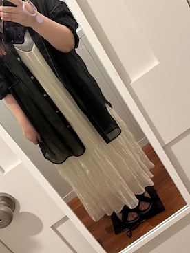 「オーガンジー」｜「アイテム（ジャンパースカート）」を使った、ゆかちんさん（レディース・163cm）の夏コーディネート