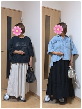 「GLOBAL WORK（グローバルワーク）のアイテム」を使った、こすもすさん（レディース・150cm）の夏コーディネート