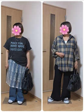 「GLOBAL WORK（グローバルワーク）のアイテム（トップス）」を使った、こすもすさん（レディース・150cm）の秋コーディネート
