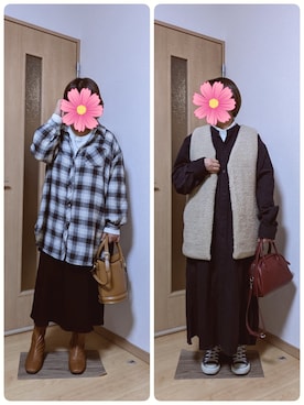 「ファーベスト」｜「アイテム（シャツワンピース）」を使った、こすもすさん（レディース・150cm）の秋コーディネート