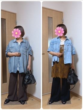 「GLOBAL WORK（グローバルワーク）のアイテム（トップス）」を使った、こすもすさん（レディース・150cm）の秋コーディネート