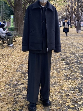 「チャコール」｜「アイテム（ブルゾン）」を使った、KEITOさん（メンズ・171cm）の冬コーディネート