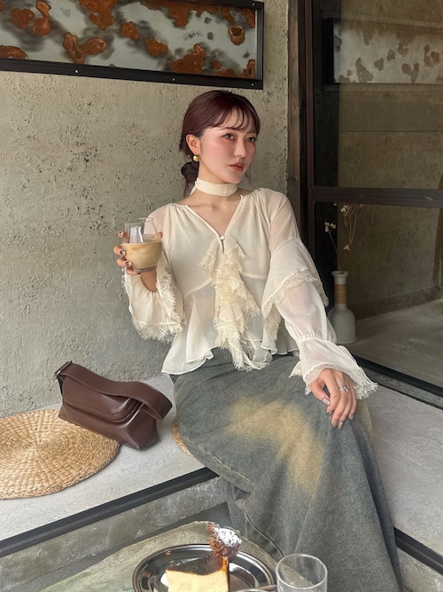 25年AW新作】LACE TRIM TIE ブラウス（シャツ/ブラウス