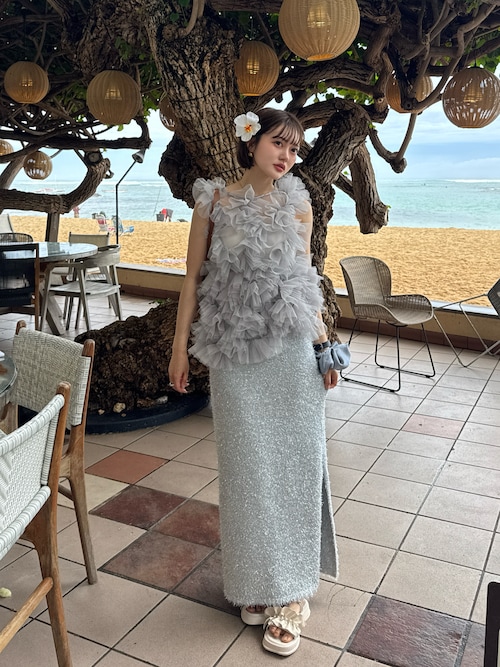 NOTREemor ノートルエモア asymmetry tulle tops asymmetry tulle tops【予約商品】 – NOTRE émor